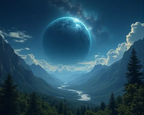 blue moon,fantasy picture,lunar landscape,mother earth,moon and star background,moonsorrow