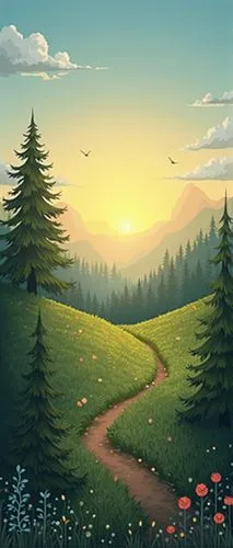 cartoon video game background,landscape background,nature background,background view nature,meadow landscape,phone wallpaper,Illustration,Vector,Vector 08