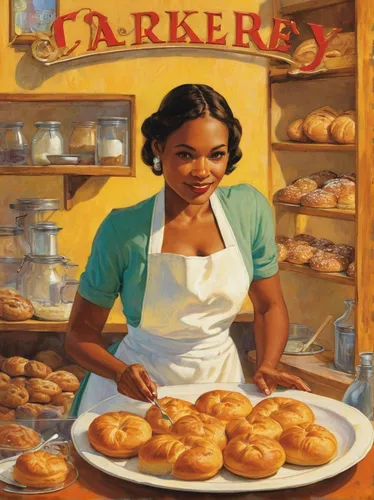 Craft a nostalgic story set in a small town bakery, where a light batter is carefully whisked for a beloved family recipe.,girl with bread-and-butter,bakery,woman holding pie,cooking book cover,bakery