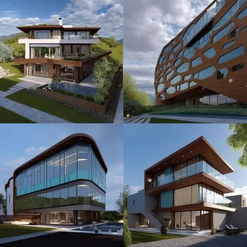 four images of two floors, one has windows and a roof,3d rendering,revit,modern architecture,modern building,renders,sketchup,Photography,General,Realistic