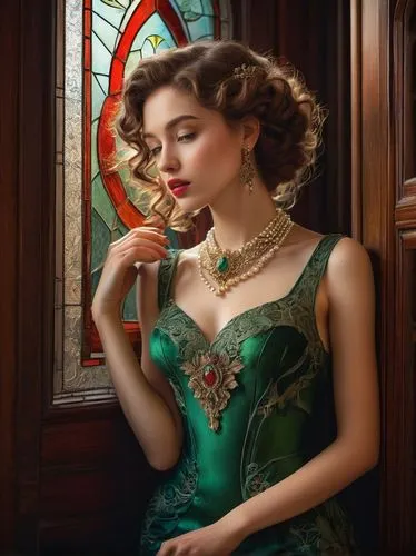 scherfig,emile vernon,jeweller,rosamund,victoriana,art nouveau frame,Conceptual Art,Oil color,Oil Color 03