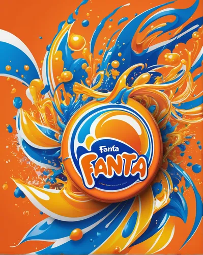 Create a vibrant and energetic Fanta logo symbolizing joy and excitement.,fanta,orangina,jaffa,farinata,fantazy,fantasia,futura,orange soft drink,logo header,valencia orange,fatima,tantra,the fan's ba