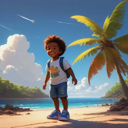 children's background,afrotropic,summer background,antilles,world digital painting,Mixed  race toddler,Conceptual Art,Sci-Fi,Sci-Fi 07