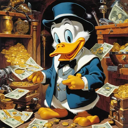 donald duck,donald,walt disney,geppetto,canard,the duck,financial advisor,hans christian andersen,mallard,wealth,euro disney,money case,walt disney world,philatelist,us dollars,glut of money,money handling,vendor,australian dollar,dollar,Illustration,Retro,Retro 18