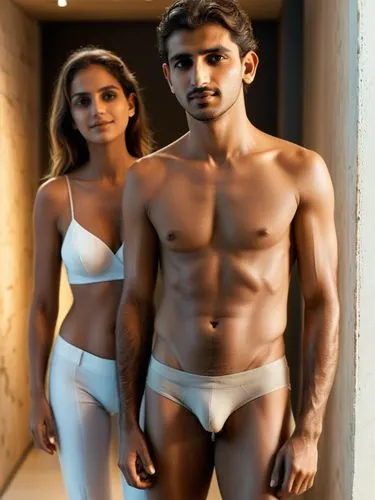 The picture shows a man and a woman in a modern, well-lit interior. ,two  women standing next to each other,vaanii,vaani,nanjundaswamy,vijender,ranveer,kushti