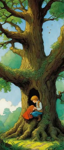 robin redbreast in tree,robin's nest,oak tree,bodhi tree,tree's nest,robin redbreast,treetop,tree house,children's fairy tale,girl with tree,two oaks,tree mushroom,maple tree,fairy tale,the branches of the tree,conker tree,studio ghibli,old world oriole,norway maple,a fairy tale,Illustration,Realistic Fantasy,Realistic Fantasy 04