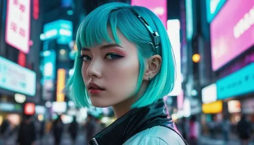 hatsune miku,harajuku,teal blue asia,anime 3d,cyberpunk,miku,aqua,hong,tokyo,hk,tokyo ¡¡,anime girl,cyan,miso,asian vision,shibuya,japanese woman,tokyo city,shinjuku,teal digital background,Illustration,Paper based,Paper Based 12