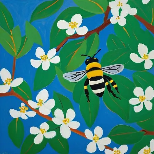 abeille,bee,marimekko,honey bee,silk bee,honeybee,Art,Artistic Painting,Artistic Painting 40