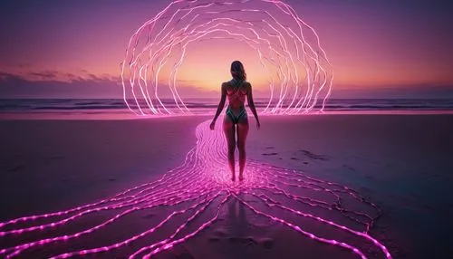 neon body painting,root chakra,light art,kirlian,drawing with light,light drawing,Photography,General,Sci-Fi