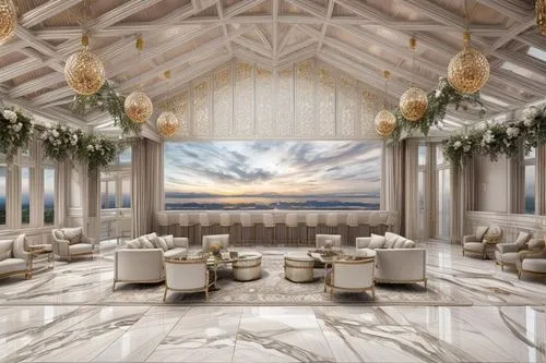 renderings,wedding hall,oceanfront,bridal suite,luxury home interior,breakfast room,ballroom,beach restaurant,penthouses,amanresorts,ballrooms,hotel lobby,piano bar,cochere,marble palace,intercontinental,3d rendering,event venue,hotel del coronado,opulently