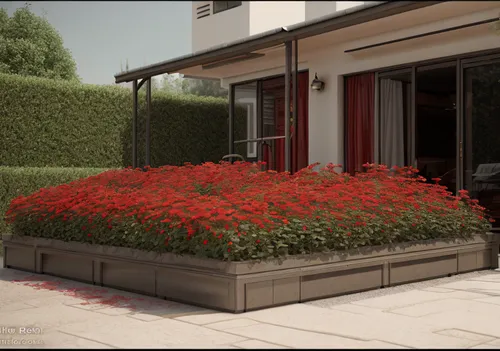 red flowers ,3d rendering,landscape design sydney,garden design sydney,flower boxes,flower bed,3d rendered,landscape designers sydney,landscaping,garden elevation,render,flower box,ornamental shrubs,3