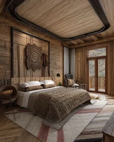 Interior decoration of wood, a bedroom for a chalet couple,the cabin in the mountains,log cabin,small cabin,log home,sleeping room,cabin,wooden sauna,inverted cottage,canopy bed,tree house hotel,guest