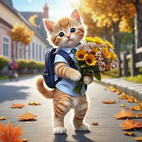 flower delivery,autumn bouquet,flower cat,holding flowers,with a bouquet of flowers,floral greeting,Photography,General,Realistic