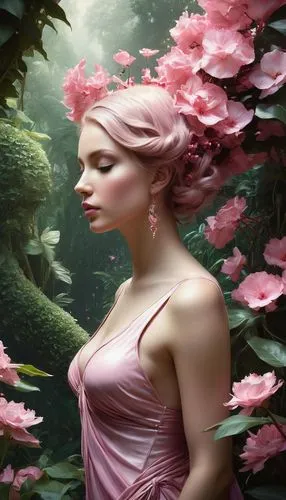 faery,rosa 'the fairy,faerie,pink magnolia,fantasy portrait,persephone,girl in flowers,fantasy picture,flower fairy,pink peony,fairy queen,elven flower,peony pink,secret garden of venus,rosa ' the fairy,fantasy art,magnolia blossom,dryad,magnolia,pink petals,Conceptual Art,Fantasy,Fantasy 11