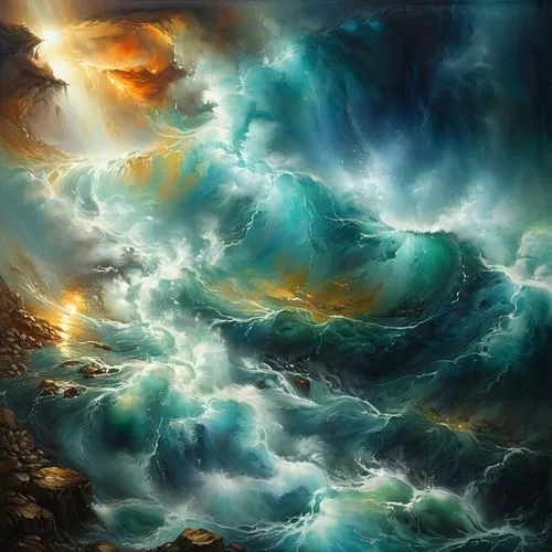 the great flood as in the bible,a painting that looks like a wave with many colors,ocean background,tidal wave,sea storm,ocean waves,stormy sea,oceano,Conceptual Art,Daily,Daily 32