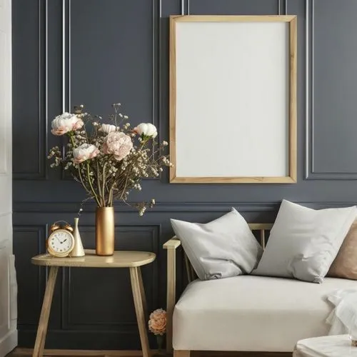 dark blue and gold,modern decor,gold foil corner,peony frame,navy blue,berkus,contemporary decor,mazarine blue,blue leaf frame,gold stucco frame,pearl border,decoratifs,fromental,interior decor,blue room,wall decor,decorative frame,watercolor frames,decors,gold wall