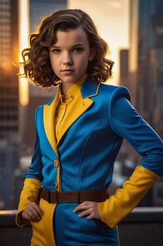 eleven,sprint woman,x-men,bolero jacket,yellow and blue,stewardess,flight attendant,digital compositing,cosplay image,retro girl,retro woman,xmen,velvet elke,x men,women in technology,civil defense,head woman,canary,majorette (dancer),aurora yellow,Conceptual Art,Sci-Fi,Sci-Fi 08