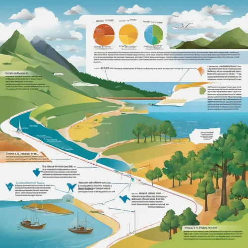 Enhance the colors of a landscape photo,water resources,coastal and oceanic landforms,infographic elements,fluvial landforms of streams,drainage basin,water courses,vector infographic,water pollution,