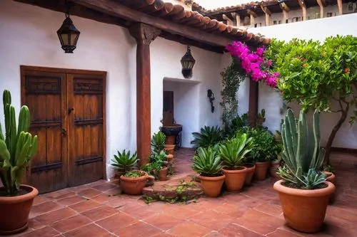 courtyards,patios,patio,tlaquepaque,spanish tile,courtyard,inside courtyard,hacienda,cortile,entryways,casitas,zona colonial,entryway,palmilla,breezeway,barretos,casa,house entrance,terracotta tiles,terraza,Art,Classical Oil Painting,Classical Oil Painting 23