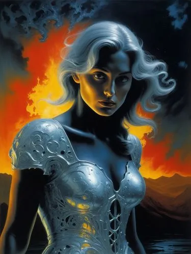 molten forest by dali and escher in quicksilver and ferrofuid splashes, Minimalism in a Negative Artistic Space,a woman wearing a white corset standing in water,sigyn,lilandra,targaryen,daenerys,ether