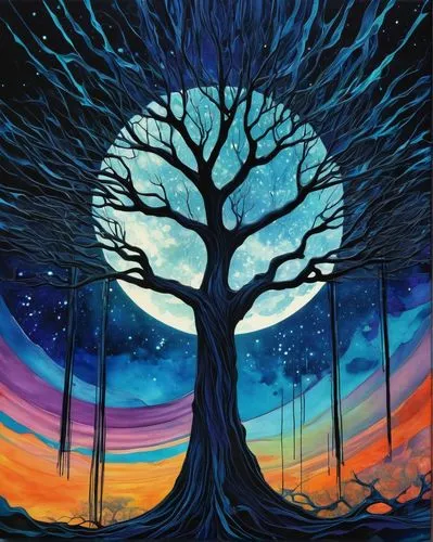 colorful tree of life,painted tree,tree of life,magic tree,watercolor tree,arbol,the branches of the tree,circle around tree,wondertree,celtic tree,the trees,tree,arbre,flourishing tree,forest tree,lone tree,a tree,goodtree,the branches,trees,Illustration,Realistic Fantasy,Realistic Fantasy 15