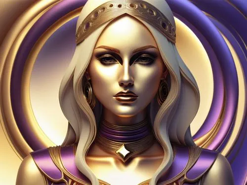 digital painting of a woman's head with the symbol of the zodiac,priestess,mediatrix,estess,prioress,ashtar,jaina,Illustration,Realistic Fantasy,Realistic Fantasy 45