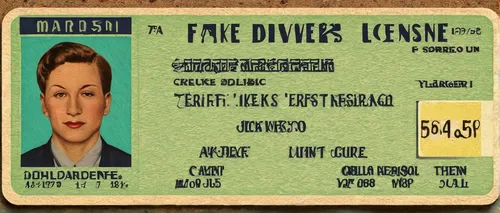 Craft a fake driver's license image inspired by a vintage aesthetic.,licence,identity document,licenses,motor vehicle,ec card,license,driver,elle driver,a plastic card,race car driver,bus driver,passe