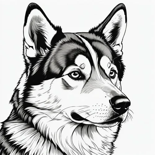 dog line art,dog illustration,telegram icon,malamute,atka,collie,Illustration,Black and White,Black and White 17