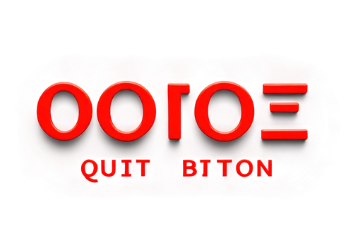 quit button, small size, white background, bold red font, circular shape, slight 3D effect, glossy finish, high contrast, centered composition, dramatic lighting, futuristic design.,oqo,qqq,oco,oko,oe