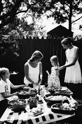 tea party,family picnic,vintage 1950s,photographing children,1940 women,harmonious family,sewing silhouettes,vintage children,little girls,mulberry family,picnic,parents with children,vintage girls,dressmaker,little girl and mother,children girls,garden party,family dinner,agfa isolette,a family harmony,Illustration,Black and White,Black and White 33