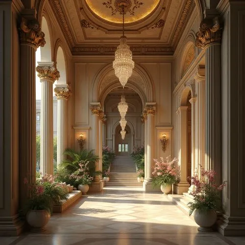 hallway,entrance hall,corridor,cochere,enfilade,foyer,hallway space,glyptotek,lobby,hall,corridors,neoclassical,royal interior,marble palace,ballroom,entranceway,hall of the fallen,hermitage,orangery,ritzau,Photography,General,Realistic