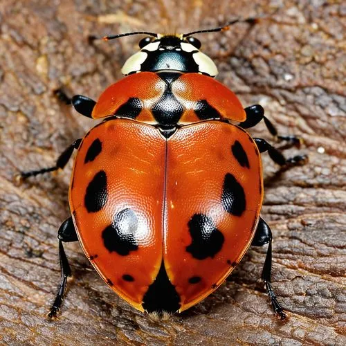 "Create an image of a ladybug with the following details: A small insect of the Coleoptera order and Coccinellidae family. It features a round, convex body with a hard shell called elytra, protecting 