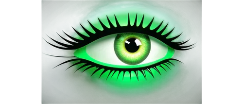 Green eyeball logo, glowing iris, detailed eyelashes, metallic pupil, shiny surface, reflective sphere, 3D effect, futuristic design, neon green color, abstract background, close-up shot, high contras