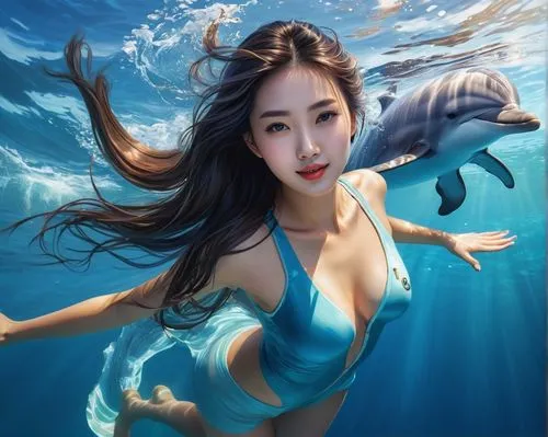 girl with a dolphin,underwater background,mermaid background,under the water,underwater,under water,dolphin swimming,blue sea,underwater world,under the sea,water nymph,teal blue asia,tangye,semiaquatic,ocean blue,dolphin rider,dolphin,dolphins in water,sea animal,under sea,Conceptual Art,Fantasy,Fantasy 03