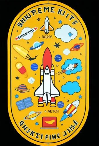 a sign with space related on it,space shuttle columbia,space shuttle,ksc,msfc,sr badge,shuttlecocks