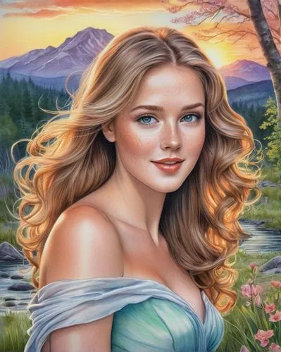 celtic woman,romantic portrait,oil painting on canvas,oil painting,fantasy portrait,fantasy art,girl on the river,the blonde in the river,art painting,landscape background,water nymph,fantasy picture,elsa,young woman,world digital painting,portrait background,celtic queen,female beauty,fae,photo painting,Conceptual Art,Daily,Daily 17