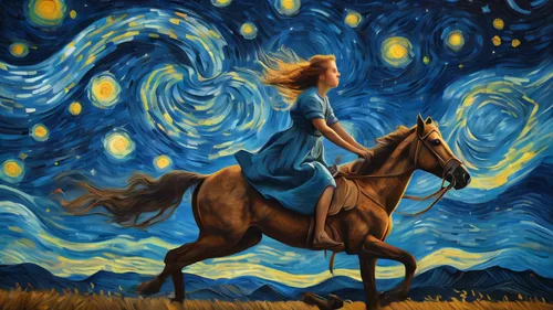 starry night,painted horse,runaway star,man and horses,horseman,constellation centaur,constellation unicorn,two-horses,sagittarius,colorful horse,carousel horse,equine,horses,horseback,the night sky,horsehead,unicorn art,falling stars,horsemanship,starry sky,Photography,General,Natural