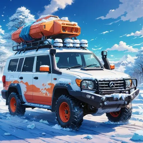 uaz,snow guard,toyota fj cruiser,overland,expedition camping vehicle,isuzuki,Illustration,Japanese style,Japanese Style 03