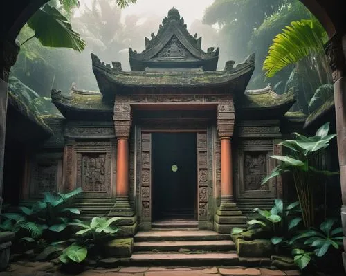 asian architecture,dojo,baan,victory gate,sanctum,temple,vietnam,entrada,portal,taman ayun temple,thai temple,temples,ancient house,white temple,artemis temple,angsana,shrine,shambhala,phuntsok,fengshui,Conceptual Art,Fantasy,Fantasy 32