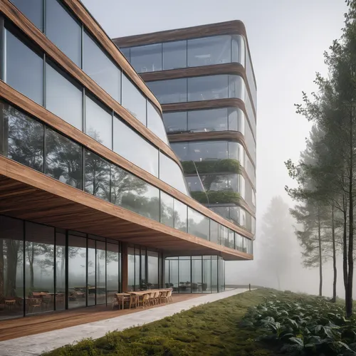 glass facade,archidaily,3d rendering,eco-construction,corten steel,modern architecture,eco hotel,arq,forest workplace,futuristic architecture,kirrarchitecture,house in the forest,foggy landscape,render,glass facades,foggy forest,dunes house,arhitecture,morning mist,danyang eight scenic,Photography,General,Natural