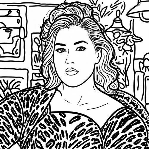 coloring page,winehouse,zoheir,comic halftone woman,rotoscoped,coloring pages kids,Design Sketch,Design Sketch,Rough Outline