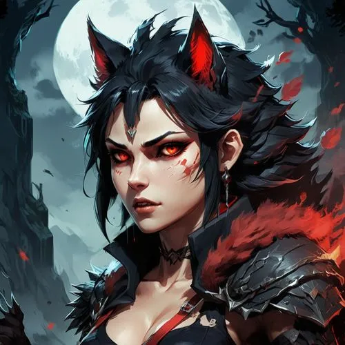 red riding hood,howling wolf,werewolf,huntress,vampire lady,kitsune,howl,vampire woman,wolf,crow queen,blood moon,black shepherd,werewolves,fantasy portrait,devil,vampire,cheshire,feral,little red riding hood,gara,Conceptual Art,Fantasy,Fantasy 02