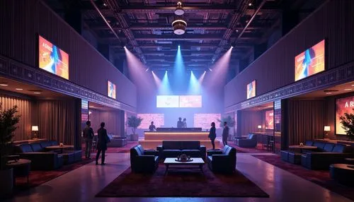 nightclub,lobby,ballroom,hotel hall,factory hall,piano bar,hotel lobby,scene lighting,dojo,treasure hall,blue room,ufo interior,arcade,clubroom,clubcorp,loft,livingroom,hotel riviera,music hall,3d render