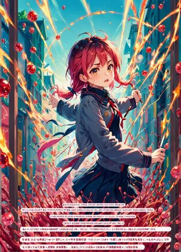 cinnabar,red confetti,mitsuru,shinsha,akano,sakura background,Anime,Anime,Traditional