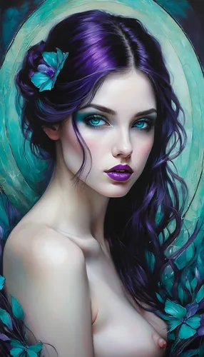 faery,mermaid background,faerie,fantasy portrait,fantasy art,fae,mermaid vectors,purple lilac,medusa,mystical portrait of a girl,la violetta,passionflower,violet head elf,lilac blossom,merfolk,dryad,blue enchantress,violet eyes,pale purple,purple passionflower,Illustration,Abstract Fantasy,Abstract Fantasy 14