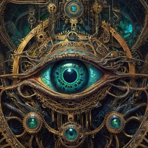 argus,peacock eye,eye,robot eye,cosmic eye,all seeing eye,abstract eye,biomechanical,oculus,cog,clockmaker,clockwork,eye ball,panopticon,fractalius,mirror of souls,third eye,the eyes of god,watchmaker,steampunk,Illustration,Realistic Fantasy,Realistic Fantasy 47