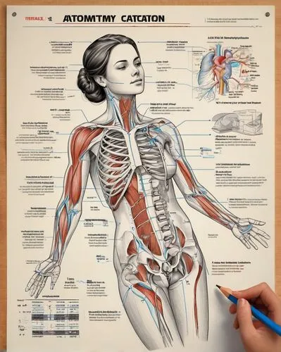 female anatomy lesson in highschool , anatomy eduction,human body anatomy,human anatomy,anatomy,anatomical,muscular system,medical illustration,medical concept poster,autopsy,cardiology,artery,skeleta