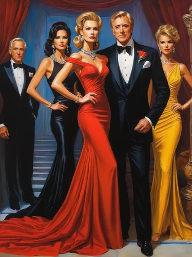 bond,clue and white,james bond,gentleman icons,vintage art,man in red dress,artists of stars,the gold standard,background image,wax figures,wax figures museum,oil painting on canvas,frank sinatra,business icons,donald trump,formal wear,twenties of the twentieth century,mulberry family,oil painting,spy visual,Illustration,Realistic Fantasy,Realistic Fantasy 32
