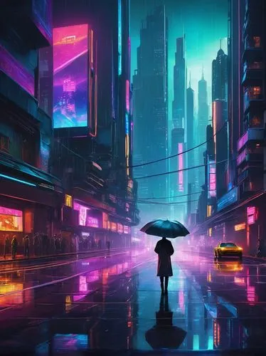 cyberpunk,bladerunner,colorful city,cybercity,cityscape,tokyo city,shinjuku,rainfall,tokyo,shanghai,cyberscene,walking in the rain,vapor,metropolis,beautiful wallpaper,synth,cityzen,futuristic landscape,futuristic,guangzhou,Conceptual Art,Fantasy,Fantasy 21