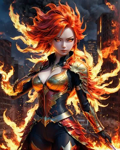 flamebird,fire background,firehawk,lina,firestorm,hellstrom,fireheart,fire angel,flame spirit,fire siren,fiery,flame robin,firebrand,burning hair,woman fire fighter,flame of fire,firebolt,firestarter,firewind,siryn,Illustration,Japanese style,Japanese Style 09